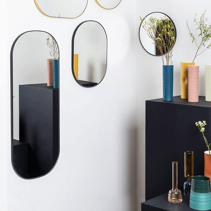 Fine Edge Oval Mirror, H50 x W35cm, Gold