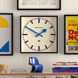 Image showing the Number Five Wall Clock with Blue Hands, 33.5cm, Black product.
