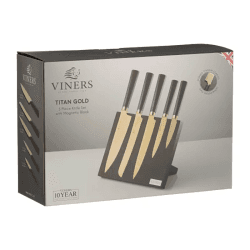 Image showing the Titan 6 Piece Knife Block, Gold product.