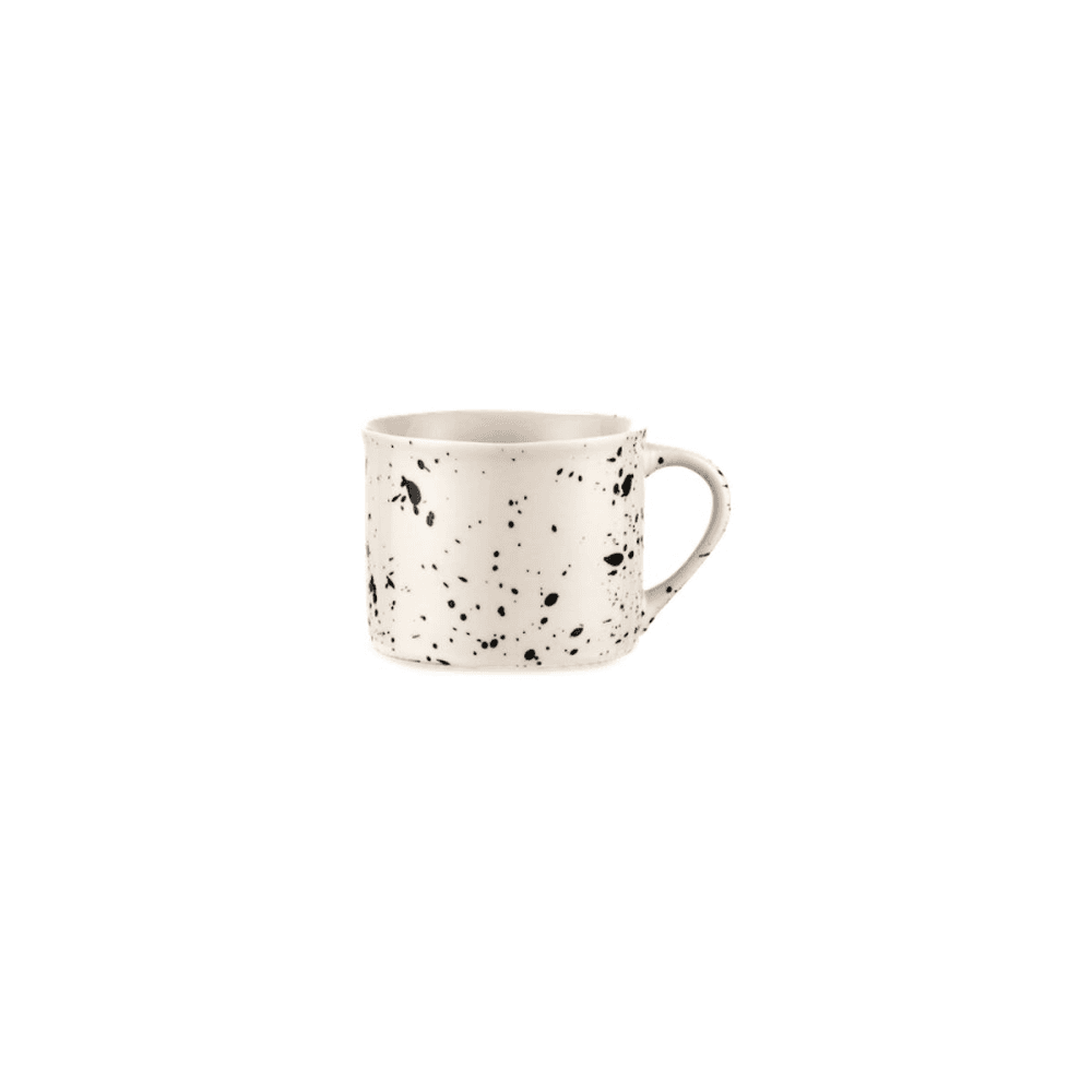 Ama Splatter Set of 2 Mugs, 200ml, White and Black