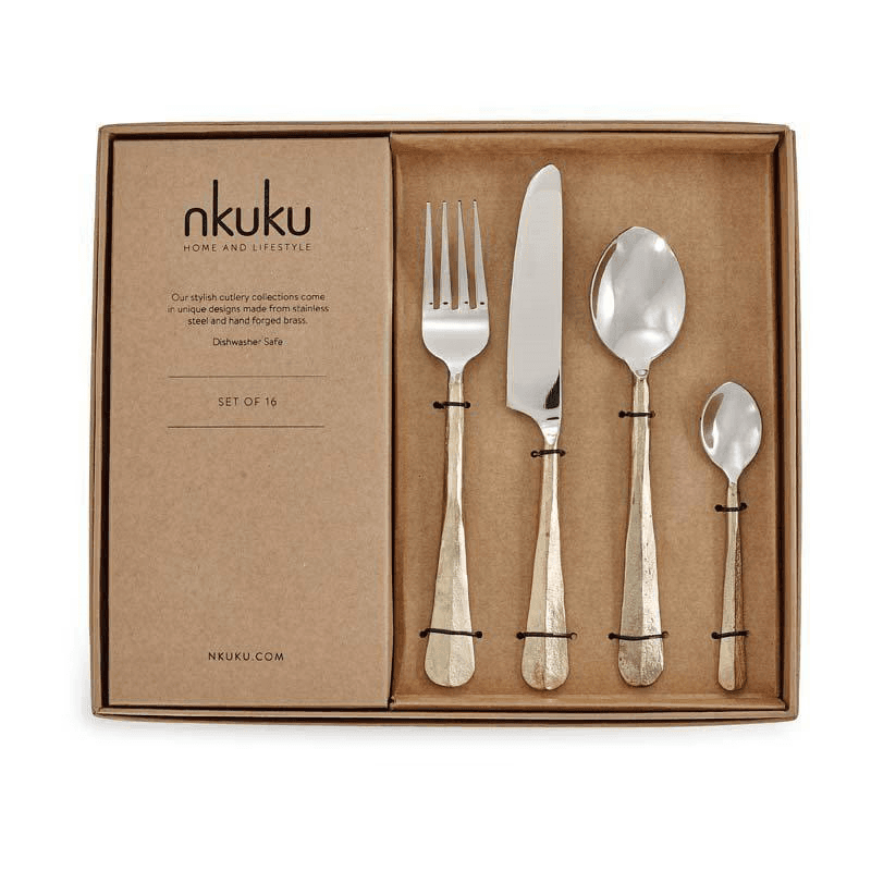 Osko 16 Piece Cutlery Set, Brushed Gold