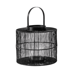 Image showing the Portofino Wirework Lantern with Glass Insert, H22cm, Black product.