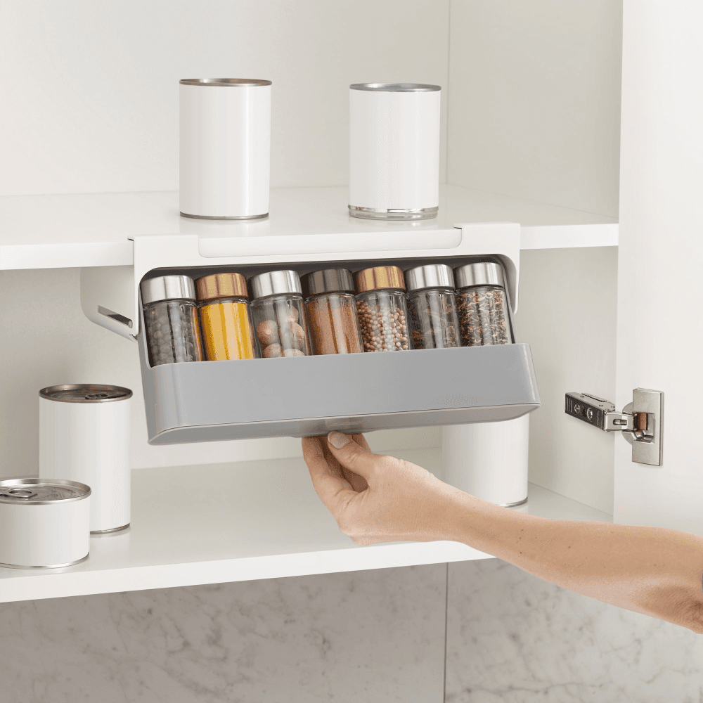 CupboardStore Spice rack, H9.5 x W32 x D13.5cm, Dark Grey/ Grey