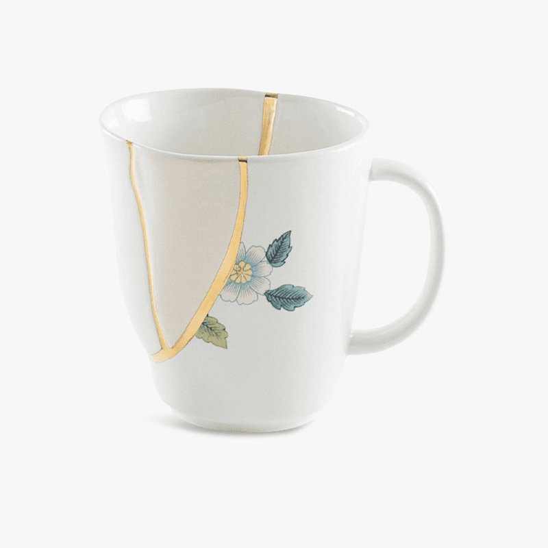 Kintsugi - No1 Mug, H9 x D8.5cm, white/gold