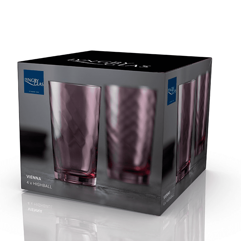 Vienna Set of 4 Highball Glasses, 450ml, Purple