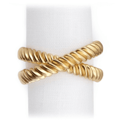 Image showing the Deco Twist Set of 4 napkin rings, Gold product.