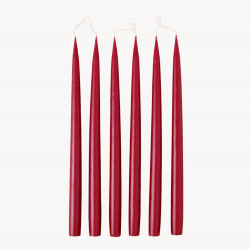 Image showing the Set of 6 Tapered Dinner Candles, H35cm, Burgundy Red product.