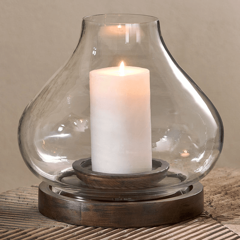Naryla Mango Wood Lantern, H23cm, Dark Stain