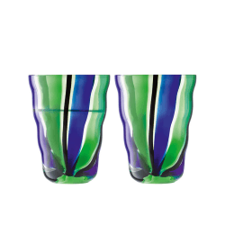 Image showing the Folk Set of 2 Tumblers, 280ml, Black/Blue/Green product.