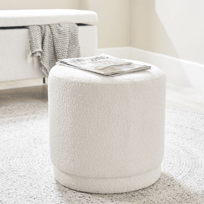 Sassari Boucle Pouffe, D43cm, White