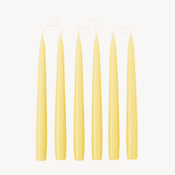 Image showing the Set of 6 Tapered Dinner Candles, H25cm, Pale Yellow product.