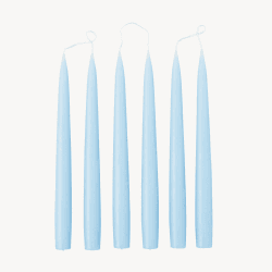 Image showing the Set of 6 Tapered Dinner Candles, H25cm, Pale Blue product.