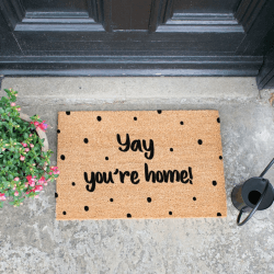 Image showing the Yay Youre Home! Doormat, H2 x W40 x L60cm, Natural product.