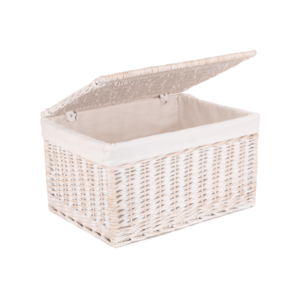 White Wash Lined Storage Hamper, Extra Large, White