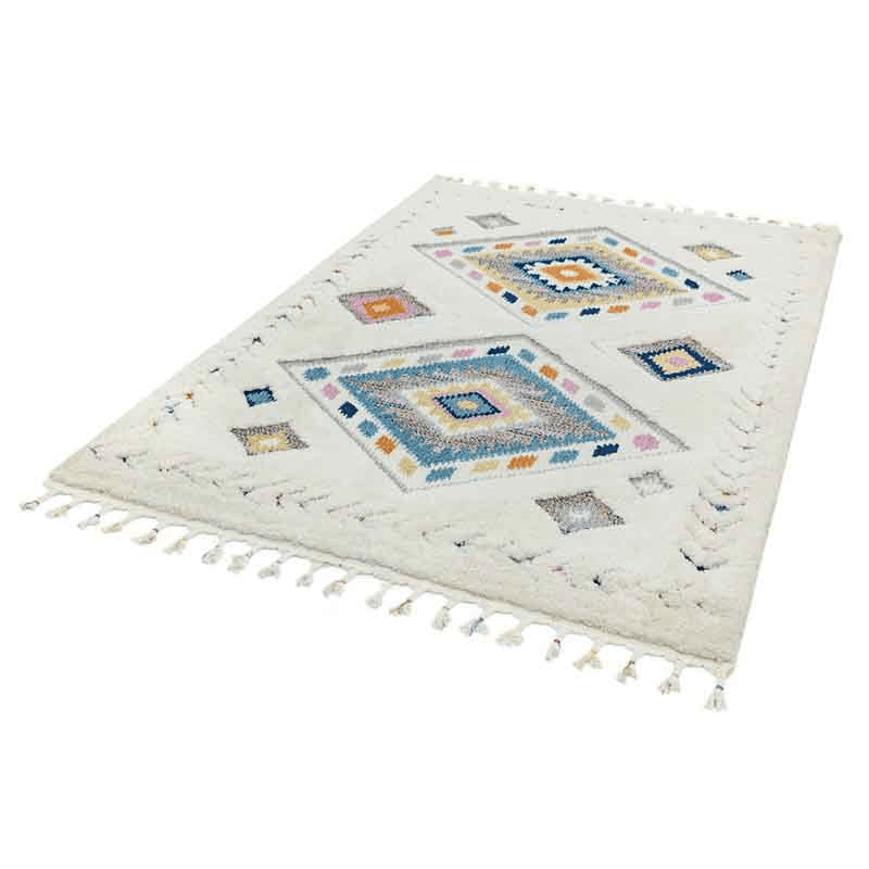 Ariana Moroccan Style Rhombus Rug, 120 x 170cm, Cream & Multi