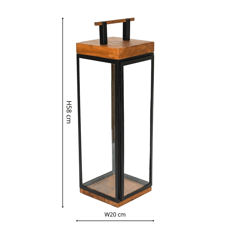 Grace Lantern, H58cm, Black/Brown
