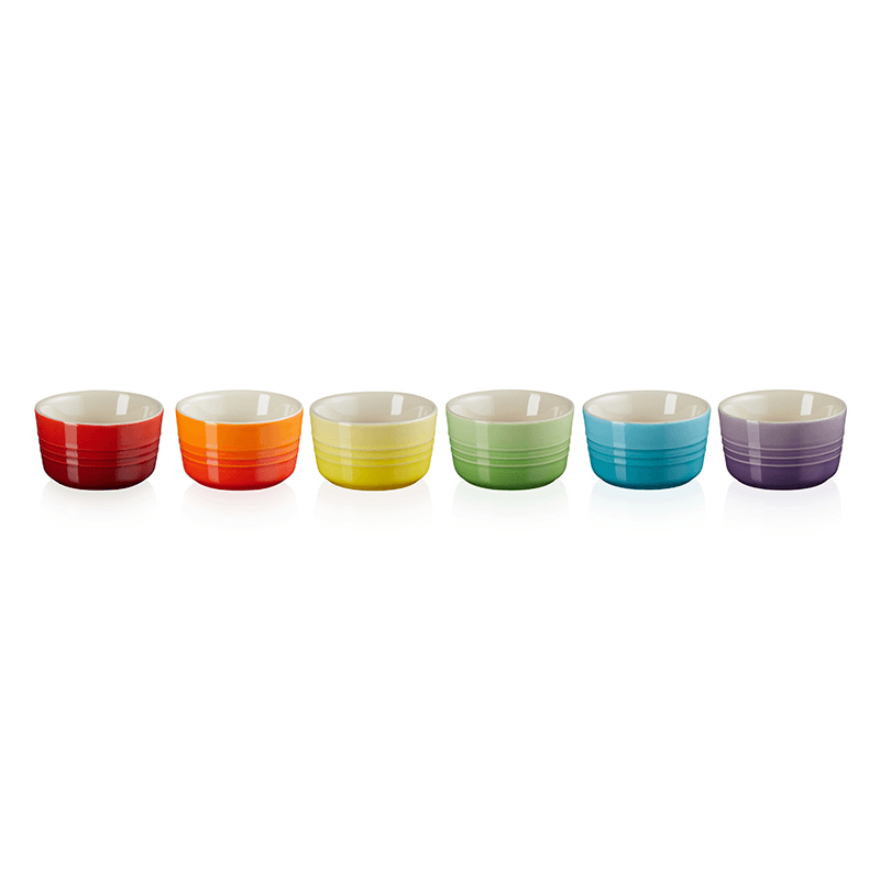 Stoneware Set of 6 mini ramekins, rainbow