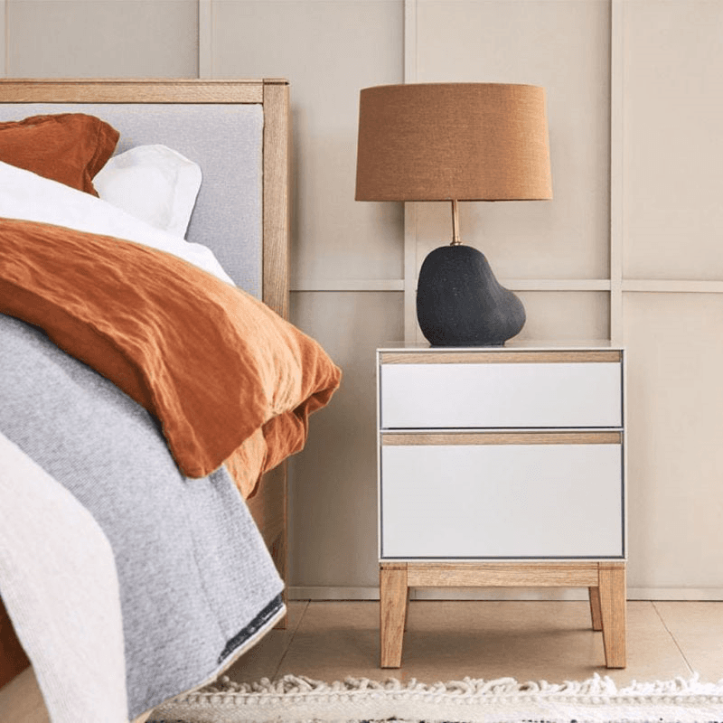 Lars Bedside Table, H52cm, Cashmere and Oak
