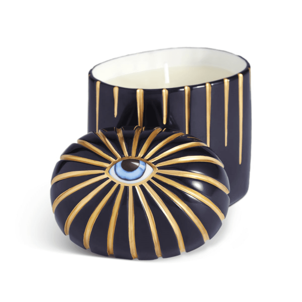 Lito Eye Candle, 12 x 10 x 8cm, Blue, 24ct Gold