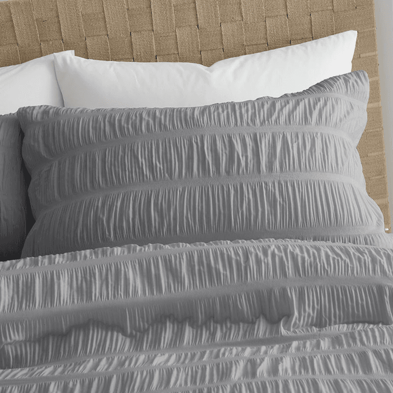 Seersucker Super King Duvet Set, Grey
