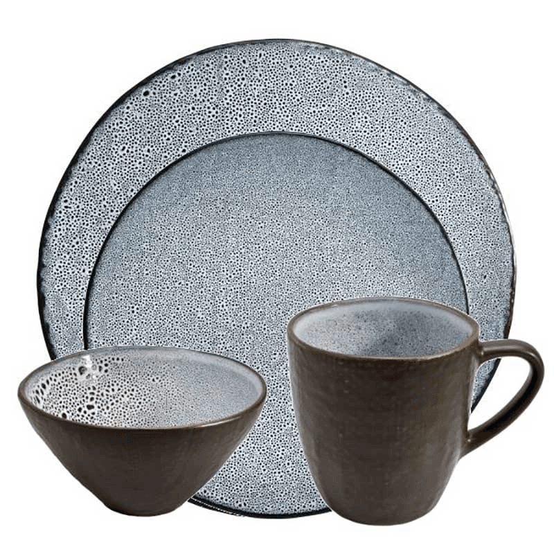 Lava 16 Piece Dinner Set, Dark Grey
