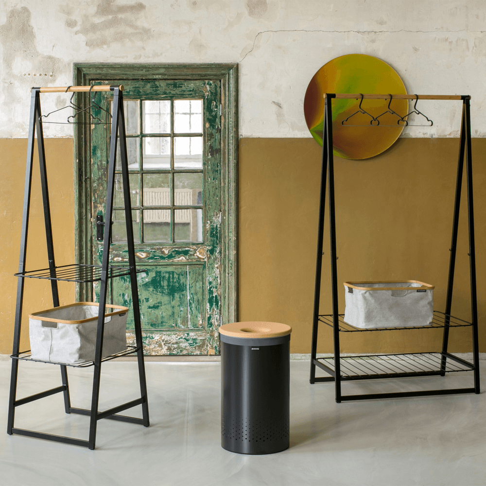 Laundry bin, 60 litre, Black With Cork Lid
