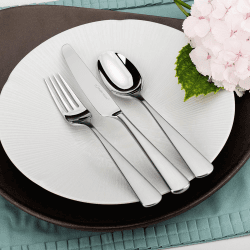 Image showing the Mahogany 42 piece cutlery set, Satin Finish Stainless Steel product.