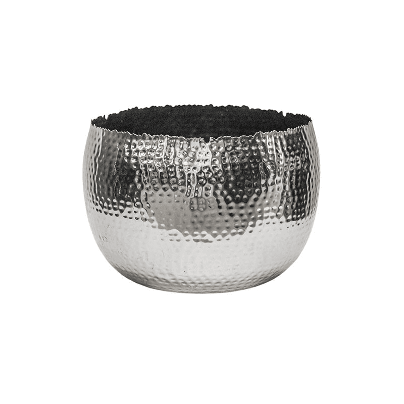 Hammered Bowl planter, H21 x W30 x D30cm, Nickel