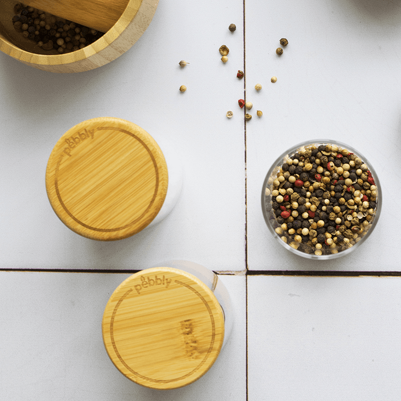 Glass Set Of 3 Spice Canisters, 75ml, Clear