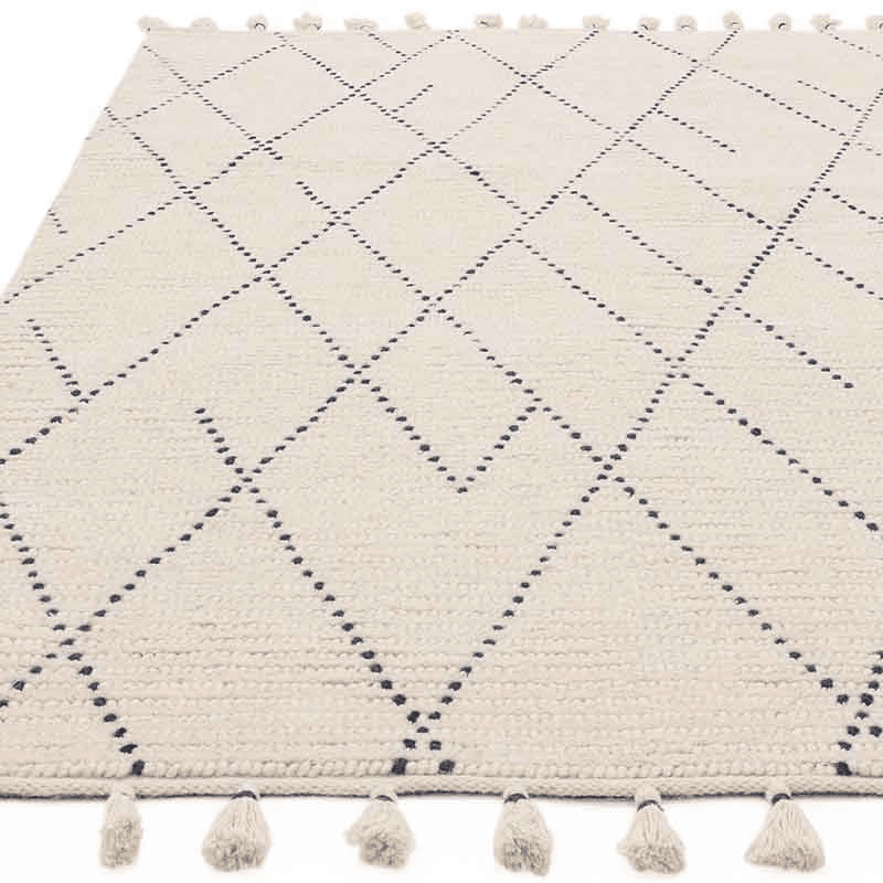 Nepal Linear Rug, 120 x 170cm, Cream & Blue