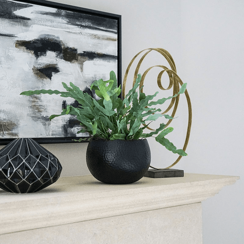 Hammered Bowl planter, H21 x W30 x D30cm, Black/Copper