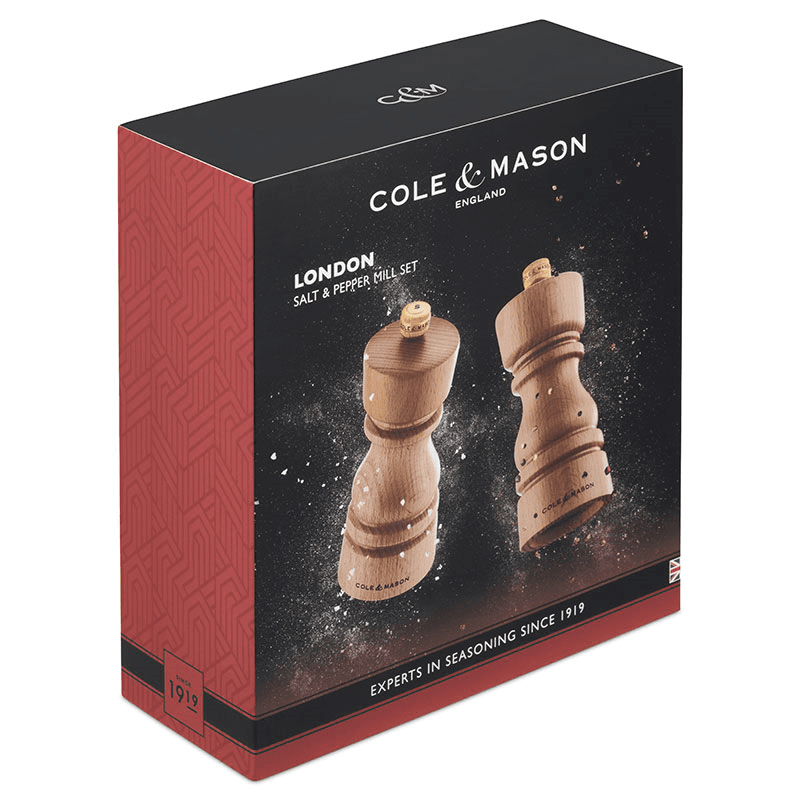 London Salt & Pepper Mills, 130mm, Natural Beech