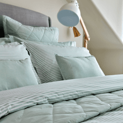 Image showing the Lerwick Stripe Duvet Set, Super King, Green product.