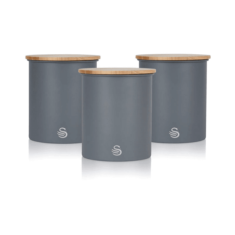 Nordic Set of 3 Storage Canisters, Grey
