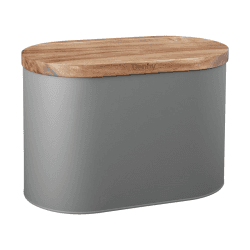 Image showing the Bread Bin with Acacia Lid, L36 x W20 x D22cm, Grey product.