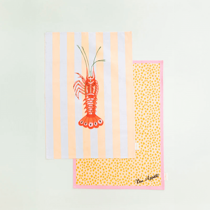 Lobster & Bon Appetit Set of 2 Tea Towels