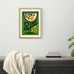 Image showing the Fox and Velvet Gin and Tonic Art Print, H61.5 x W44cm, Green product.