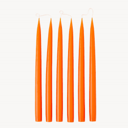 Image showing the Set of 6 Tapered Dinner Candles, H35cm, Pumpkin Orange product.