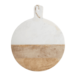 Image showing the Gourmet Prep & Serve Wood & Marble Round Paddle Board, D40.5cm product.