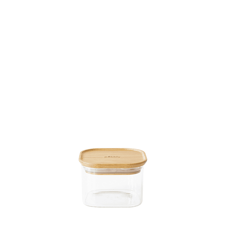 Glass Food Storage With Bamboo Lid, 500ml, Clear