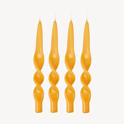 Image showing the Swirl Set of 4 Dinner Candles, H28cm, Mustard Yellow product.