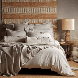 Image showing the Sid Stripe Linen Fitted Sheet, Double, Natural Stripe product.