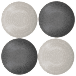 Image showing the Stoneware Set of 4 Coupe Pasta Bowls, D22cm, Grey Embossed product.