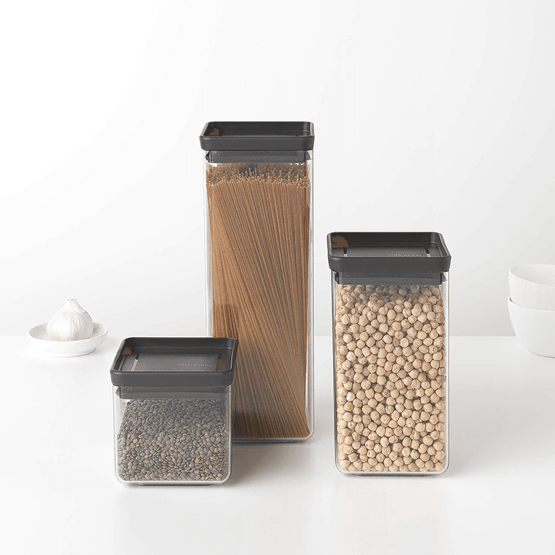 Tasty+ Square Canisters Set of 4, Dark Grey