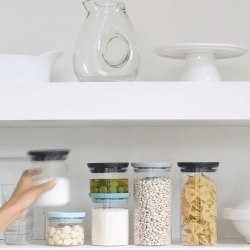 Image showing the Stackable jar, 0.6 litre, Glass With Dark Grey Lid product.