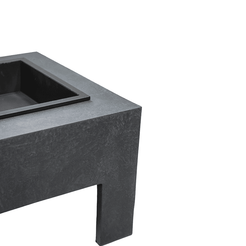 Outdoor square firebowl & square console, W40cm, Granite