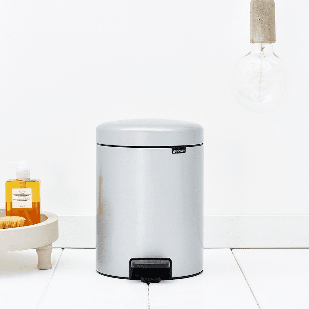 newIcon Pedal bin, 5 litre, Metallic Grey