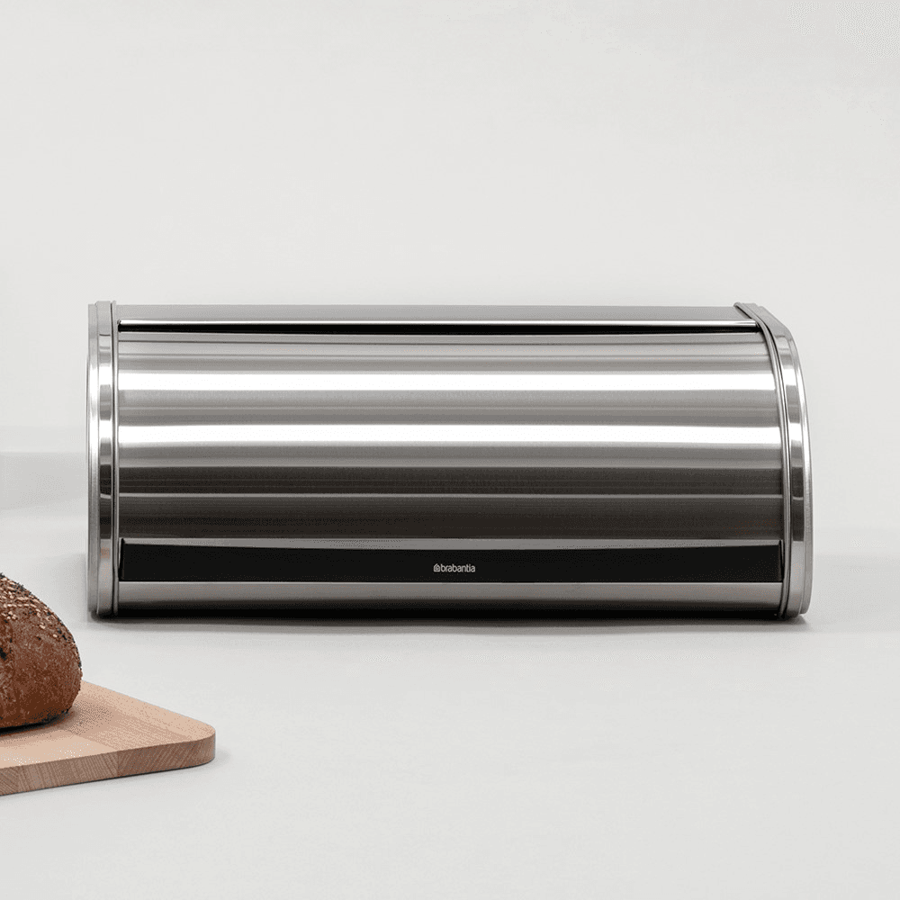 Roll Top Bread bin, H17 x W44.5 x D26cm, Matt Steel
