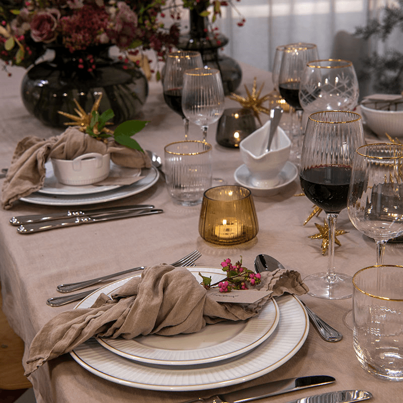 Palermo Set of 4 Red Wine Glasses, 400ml, Gold