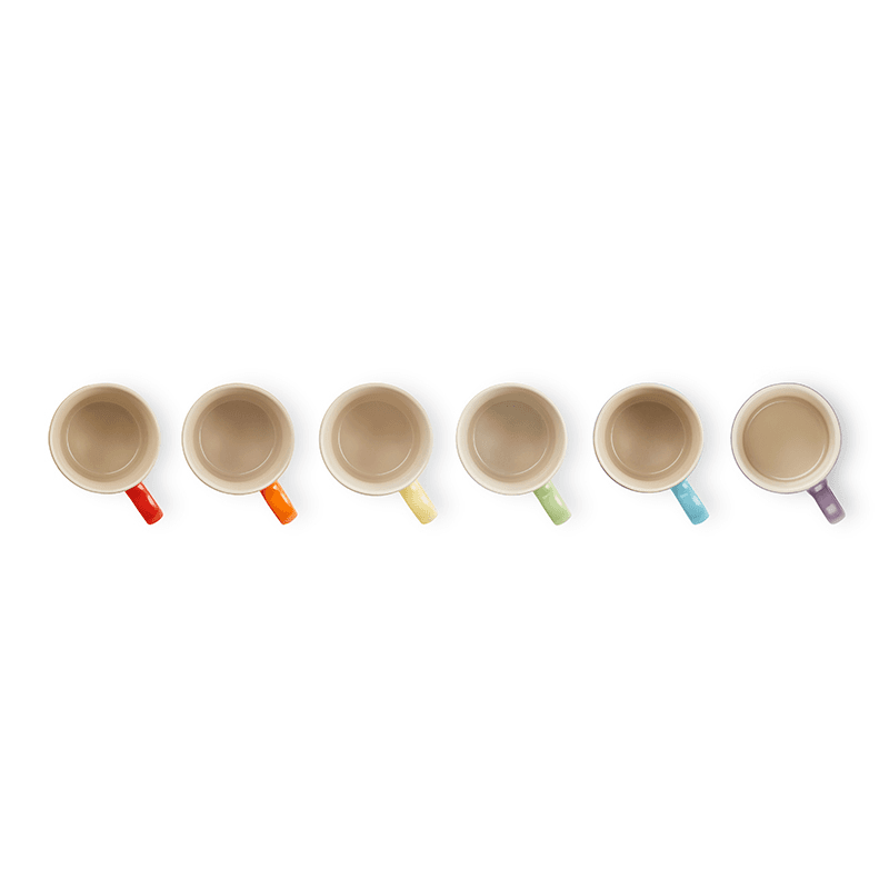 Stoneware Set of 6 mugs, 350ml, Rainbow